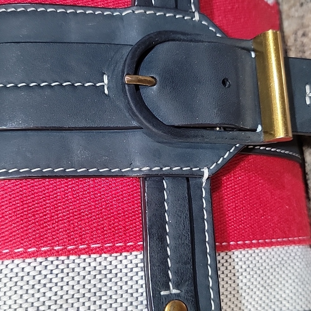TORY BURCH EUC Maritime Stripe Crossbody Bag, Navy/Ivory/Red - Picture 4 of 14